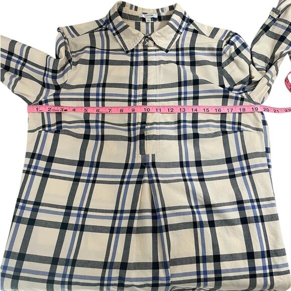 Tyler Boe Tina Plaid Tunic Top Brushed Cotton Size Medium Casual Effortless - Picture 7 of 10